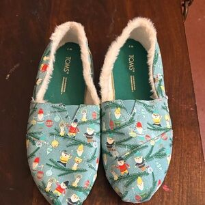Toms Teal Holiday Gnome Slip-On Shoes